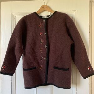 Vintage Brown and black 100% wool cardigan